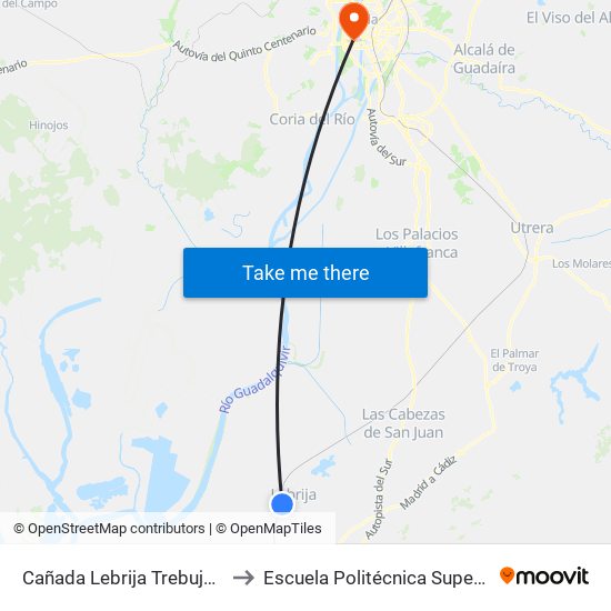 Cañada Lebrija Trebujena to Escuela Politécnica Superior map