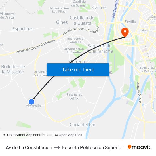 Av de La Constitucion to Escuela Politécnica Superior map