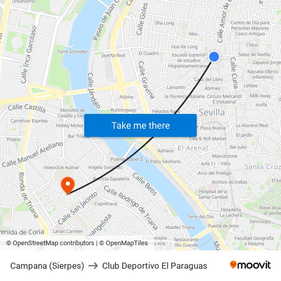 Campana (Sierpes) to Club Deportivo El Paraguas map