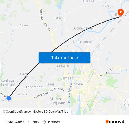 Hotel Andalusi Park to Brenes map