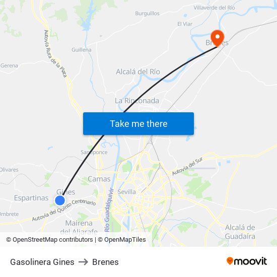 Gasolinera Gines to Brenes map