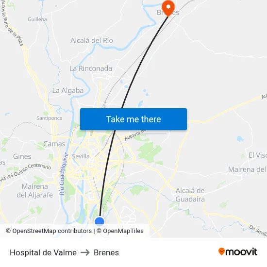 Hospital de Valme to Brenes map