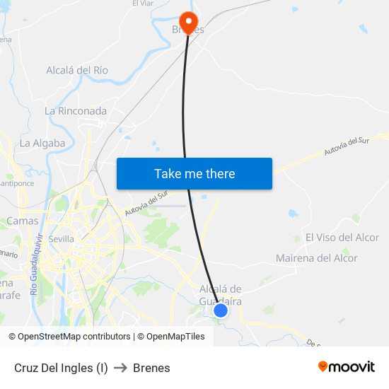 Cruz Del Ingles (I) to Brenes map