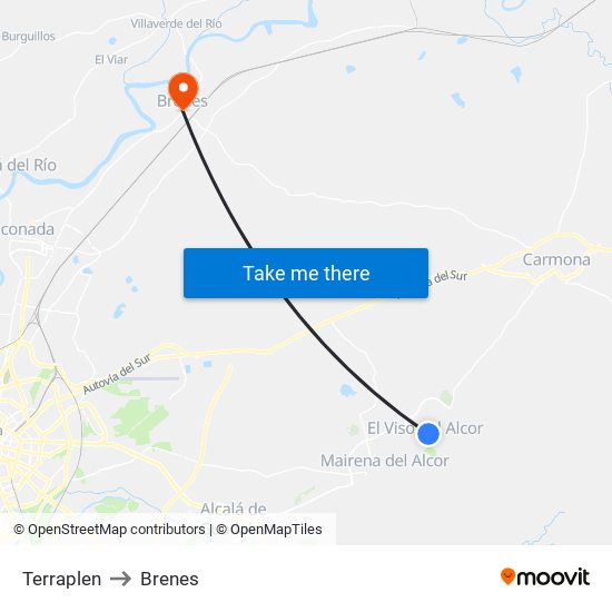 Terraplen to Brenes map