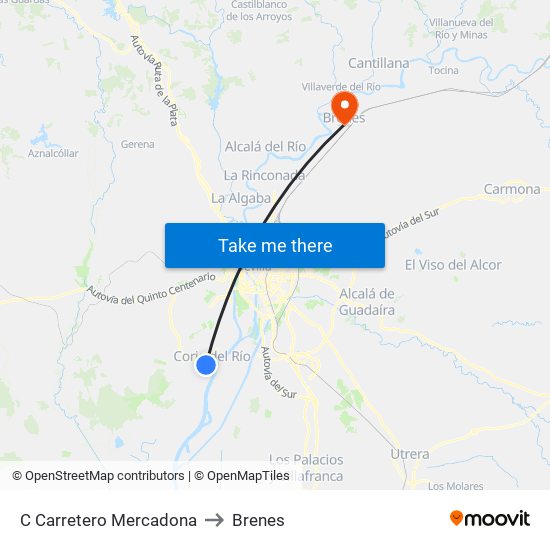 C Carretero Mercadona to Brenes map