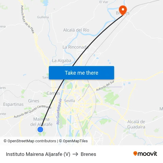 Instituto Mairena Aljarafe (V) to Brenes map