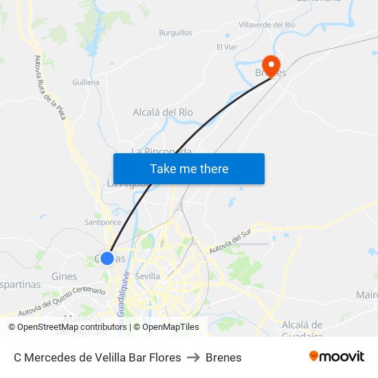 C Mercedes de Velilla Bar Flores to Brenes map