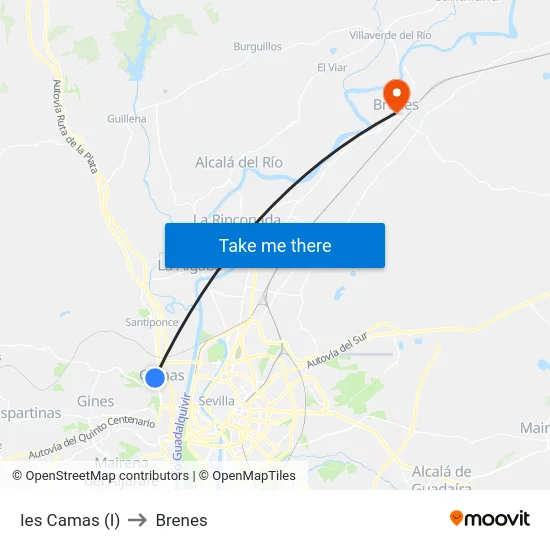 Ies Camas (I) to Brenes map