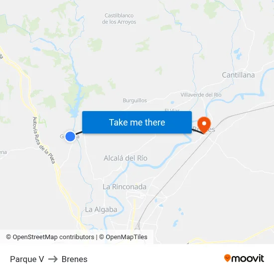 Parque V to Brenes map