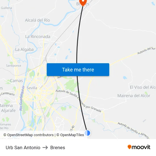 Urb San Antonio to Brenes map