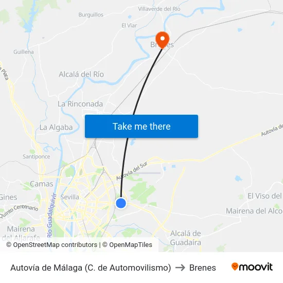 Autovía de Málaga (C. de Automovilismo) to Brenes map
