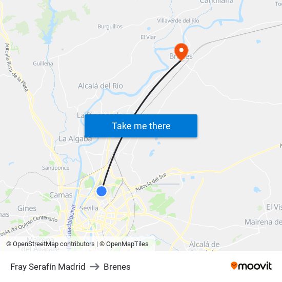 Fray Serafín Madrid to Brenes map