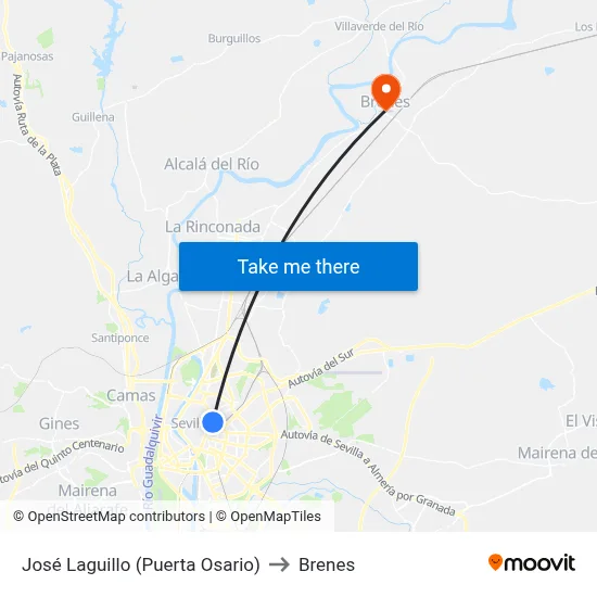 José Laguillo (Puerta Osario) to Brenes map