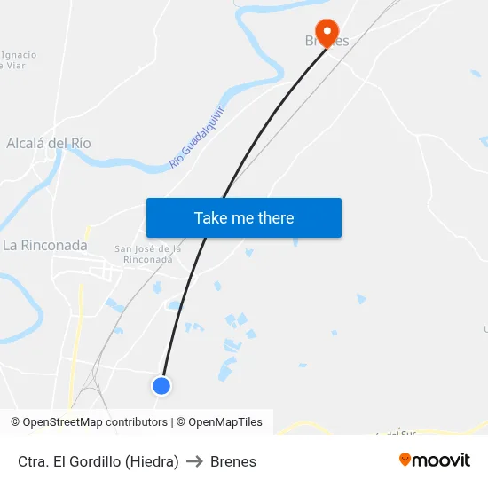Ctra. El Gordillo (Hiedra) to Brenes map