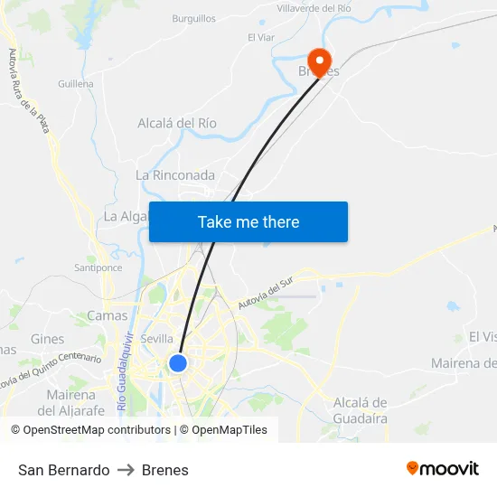 San Bernardo to Brenes map