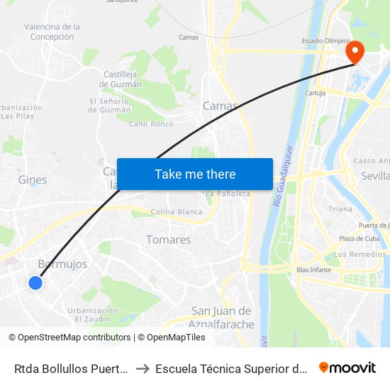 Rtda Bollullos Puertas Leyva to Escuela Técnica Superior de Ingeniería map