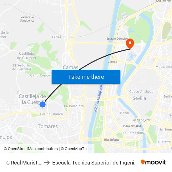 C Real Maristas to Escuela Técnica Superior de Ingeniería map