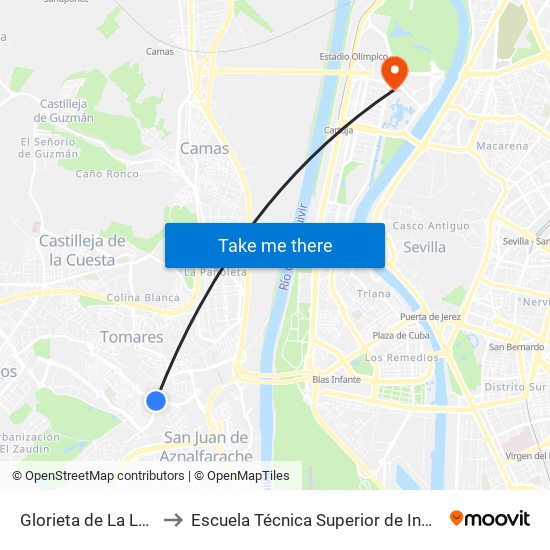 Glorieta de La Luz(V) to Escuela Técnica Superior de Ingeniería map