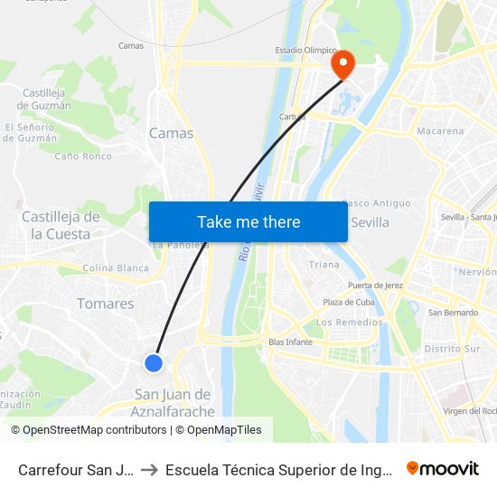 Carrefour San Juan to Escuela Técnica Superior de Ingeniería map