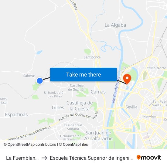 La Fuemblanca to Escuela Técnica Superior de Ingeniería map