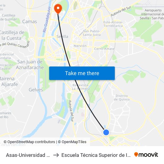 Asas-Universidad Loyola to Escuela Técnica Superior de Ingeniería map