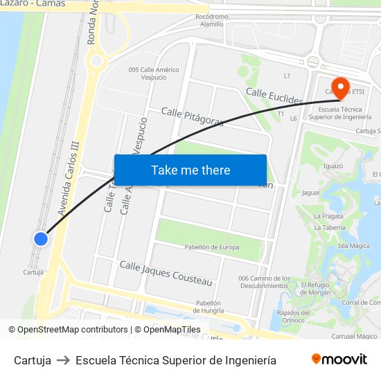 Cartuja to Escuela Técnica Superior de Ingeniería map