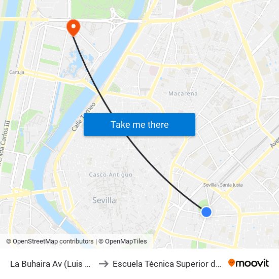La Buhaira  Av (Luis Montoto) to Escuela Técnica Superior de Ingeniería map