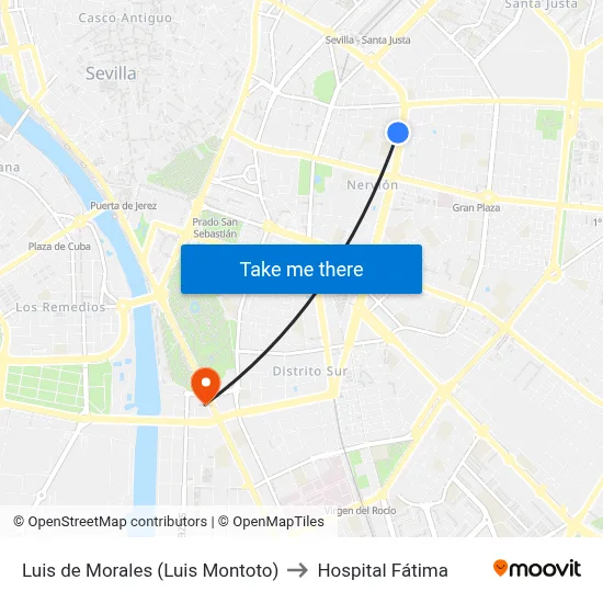 Luis de Morales (Luis Montoto) to Hospital Fátima map