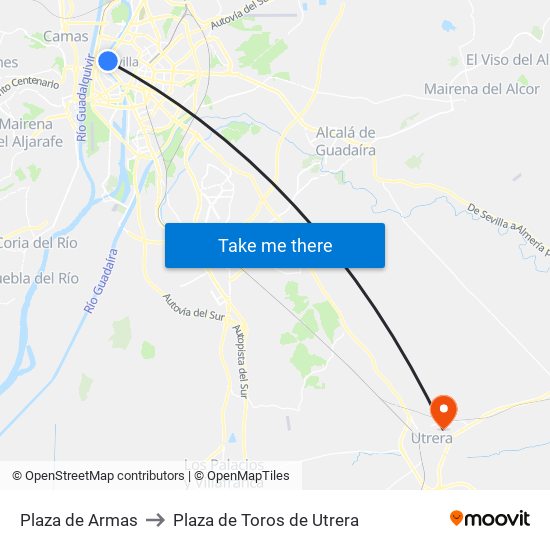 Plaza de Armas to Plaza de Toros de Utrera map