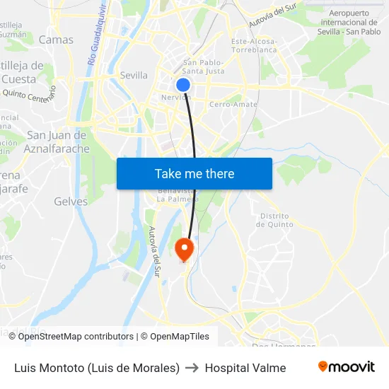 Luis Montoto (Luis de Morales) to Hospital Valme map