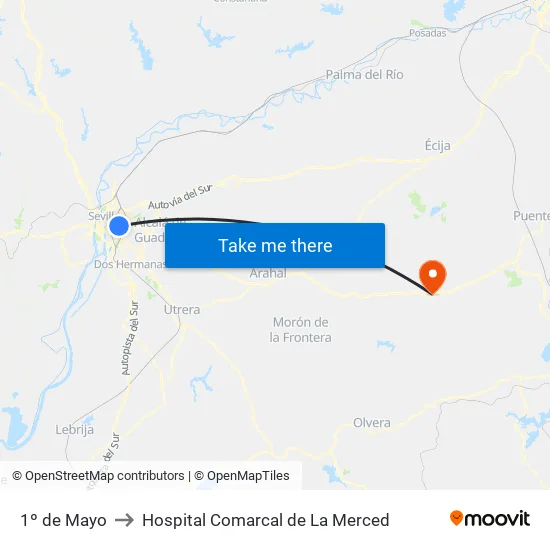 1º de Mayo to Hospital Comarcal de La Merced map