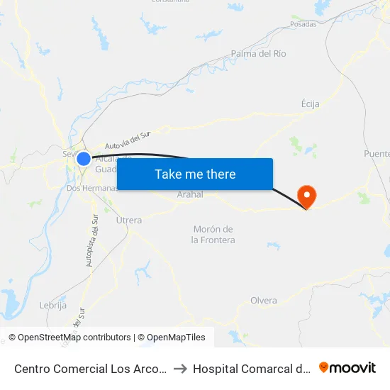 Centro Comercial Los Arcos Los Pajaritos to Hospital Comarcal de La Merced map