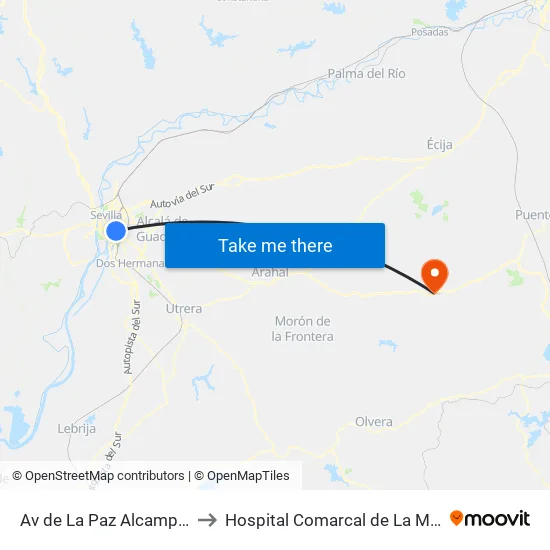 Av de La Paz Alcampo (V) to Hospital Comarcal de La Merced map