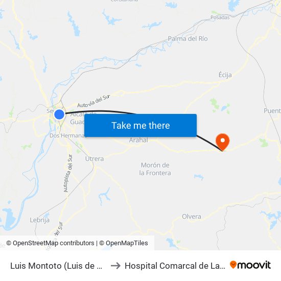 Luis Montoto (Luis de Morales) to Hospital Comarcal de La Merced map