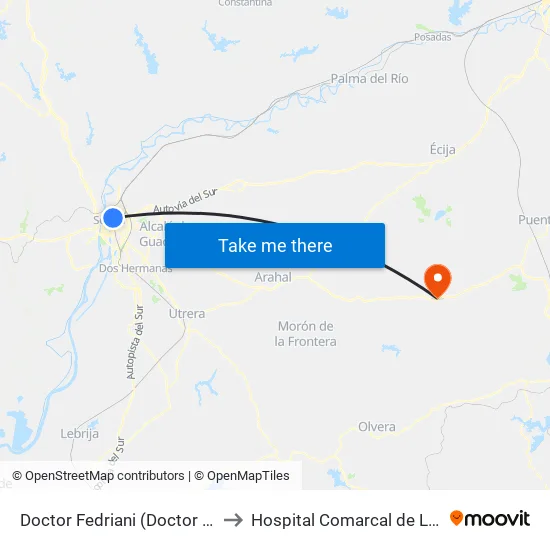 Doctor Fedriani (Doctor Marañón) to Hospital Comarcal de La Merced map