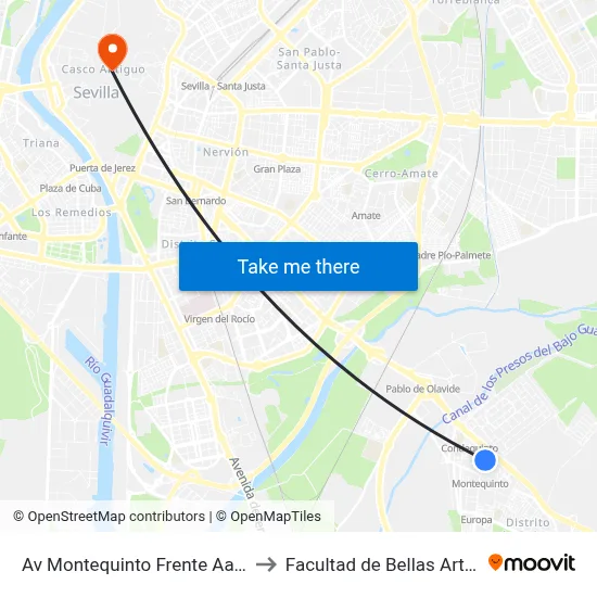 Av Montequinto Frente Aavv to Facultad de Bellas Artes map