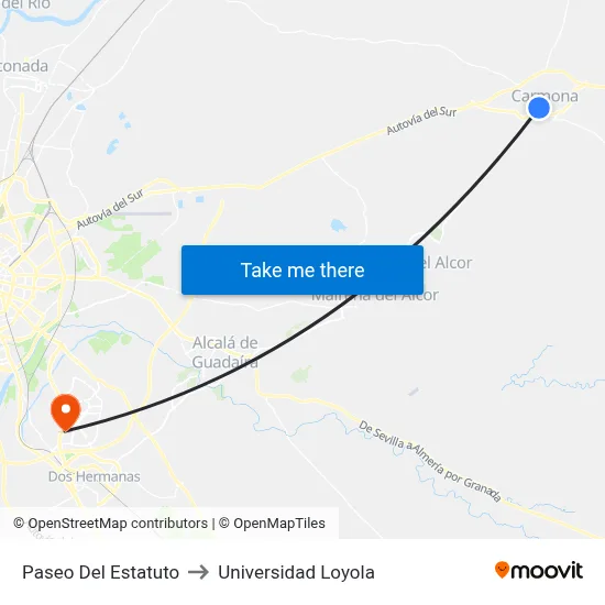 Paseo Del Estatuto to Universidad Loyola map