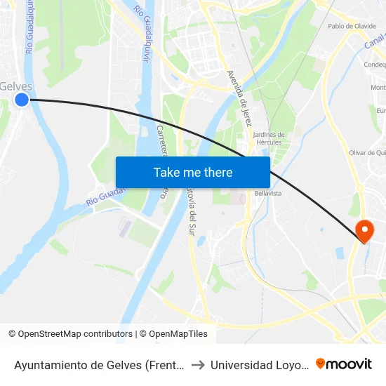 Ayuntamiento de Gelves (Frente) to Universidad Loyola map