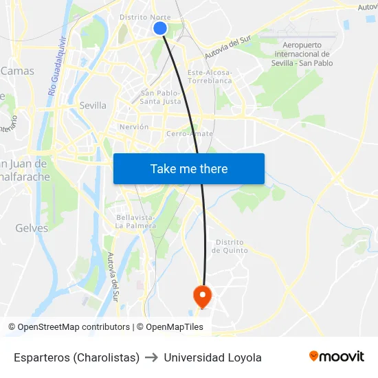Esparteros (Charolistas) to Universidad Loyola map