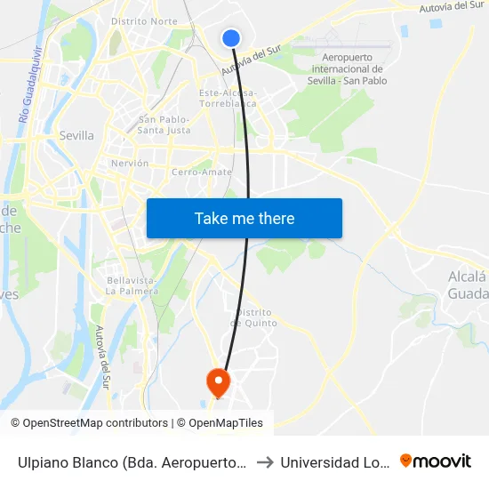 Ulpiano Blanco (Bda. Aeropuerto Viejo) to Universidad Loyola map