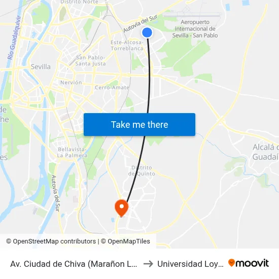 Av. Ciudad de Chiva (Marañon Lavin) to Universidad Loyola map