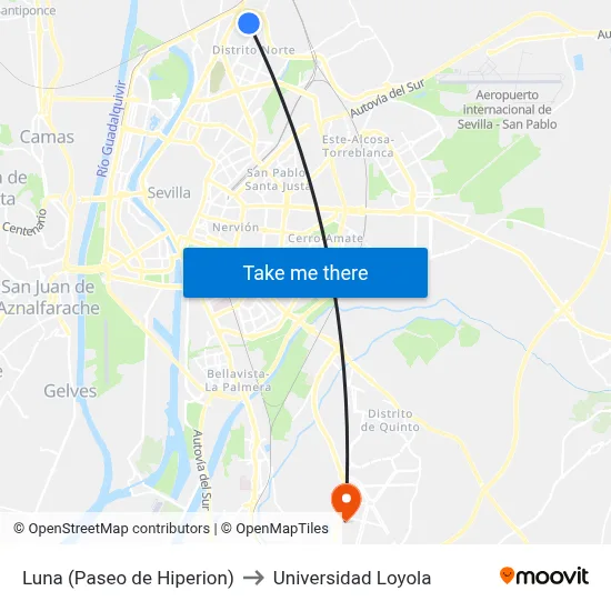 Luna (Paseo de Hiperion) to Universidad Loyola map