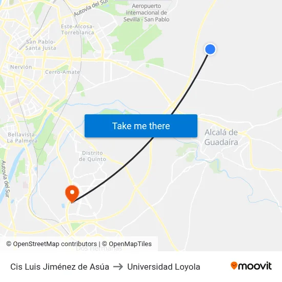 Cis Luis Jiménez de Asúa to Universidad Loyola map