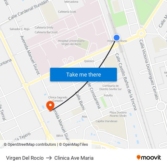 Virgen Del Rocío to Clinica Ave Maria map