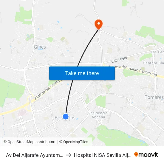 Av Del Aljarafe Ayuntamiento to Hospital NISA Sevilla Aljarafe map