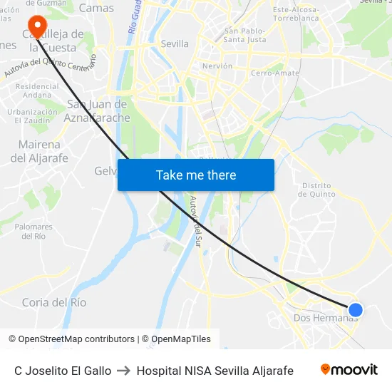 C Joselito El Gallo to Hospital NISA Sevilla Aljarafe map