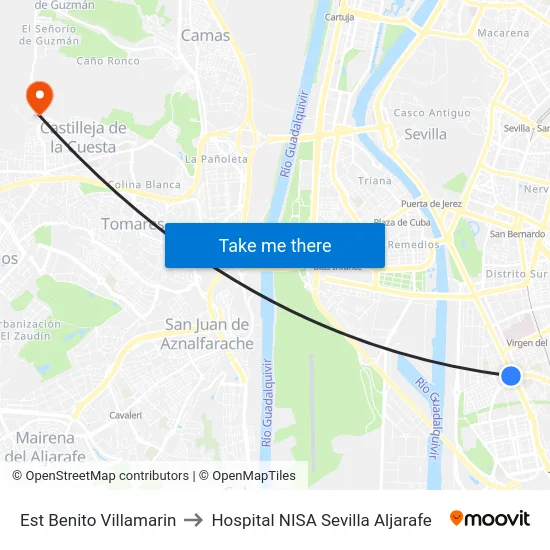 Est Benito Villamarin to Hospital NISA Sevilla Aljarafe map