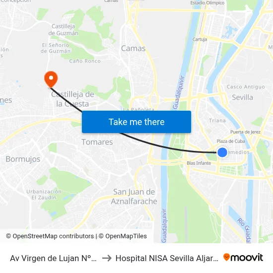 Av Virgen de Lujan Nº 48 to Hospital NISA Sevilla Aljarafe map