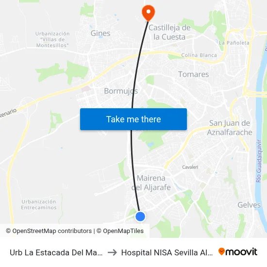Urb La Estacada Del Marques to Hospital NISA Sevilla Aljarafe map