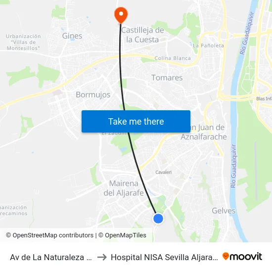 Av de La Naturaleza (I) to Hospital NISA Sevilla Aljarafe map